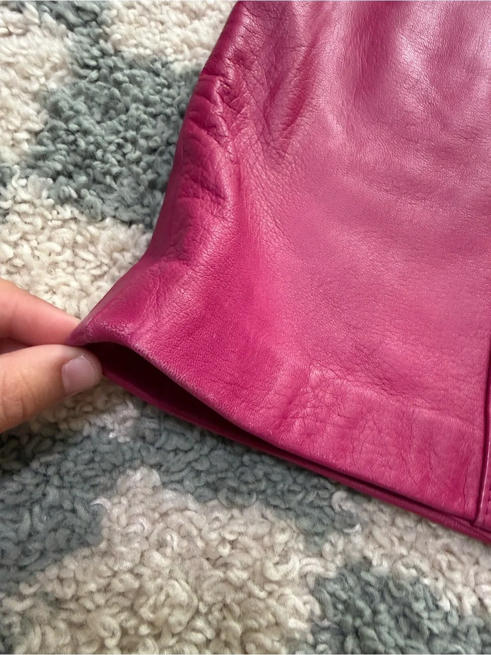 Evan Davies 100% leather magenta pink skirt Barbie feminine biker Pink Ladies 10